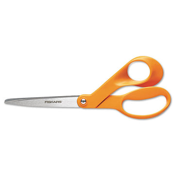 Fiskars® Home And Office Scissors, 8" Long, 3.5" Cut Length, Orange Offset Handle freeshipping - TVN Wholesale